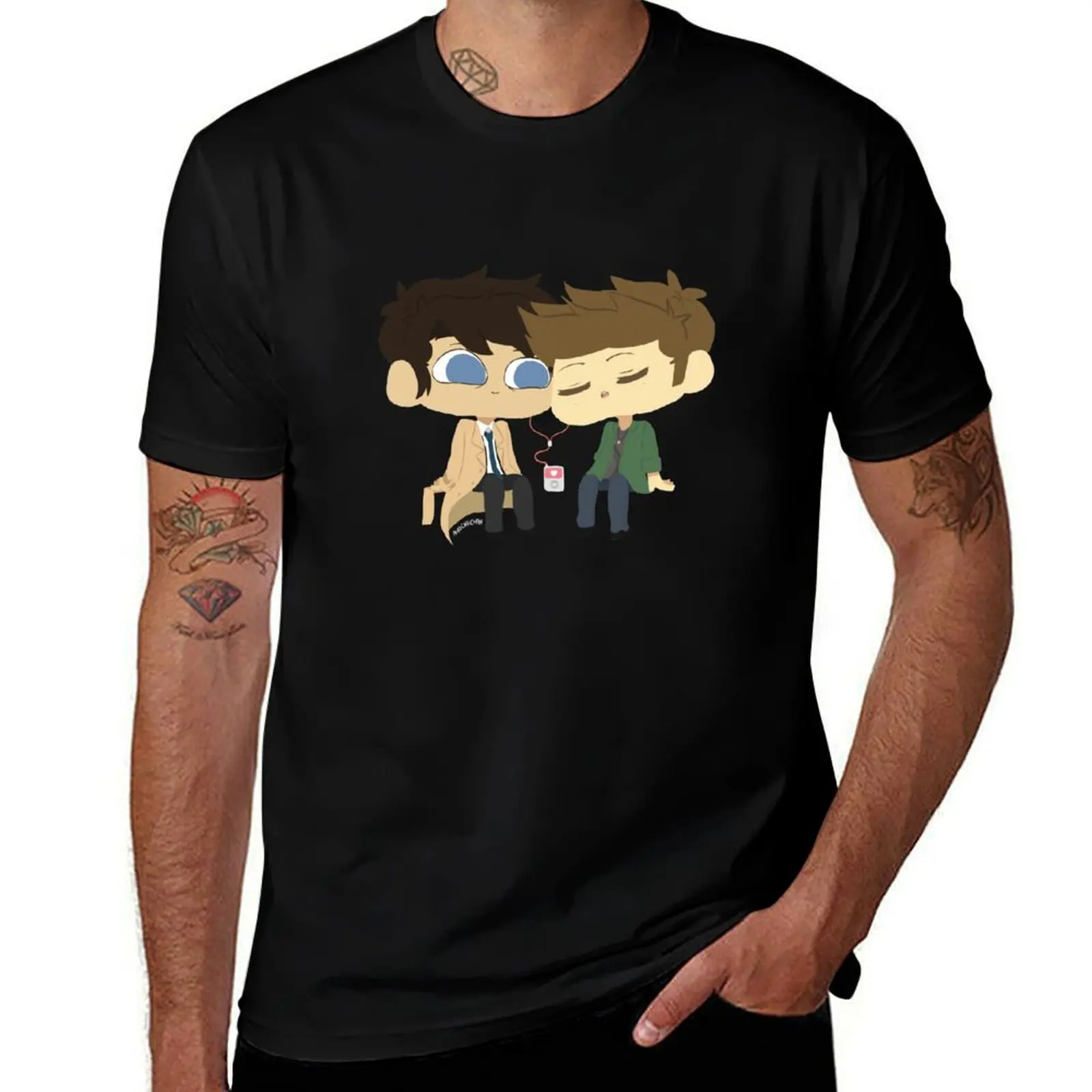 Destiel + Earphones T-Shirt cotton tshirt 100% T-Shirt
