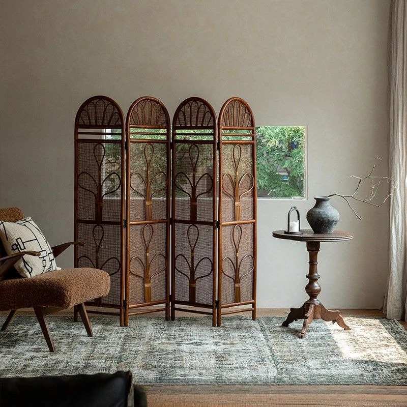 شاشة الروطان المصنوعة يدويًا من الخيزران، شاشة قابلة للطي منزلية قابلة للطي #4