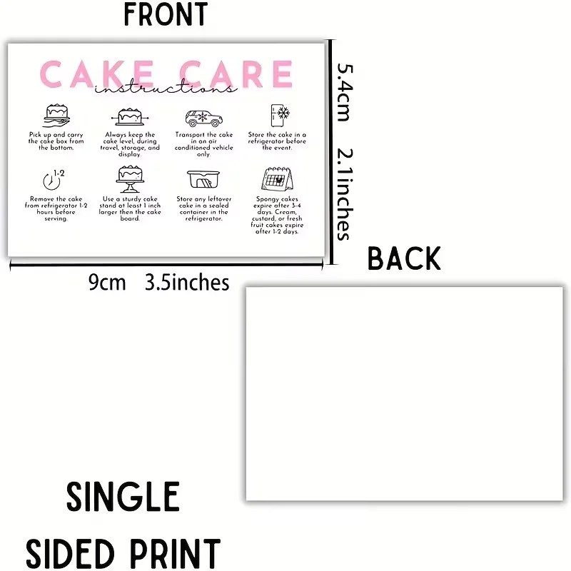 50Pcs Professional Cake Care Guide Cards Practical Hints for Proper Cake Cutting and Daily Storage Methods