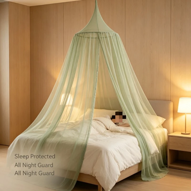 Hanging Dome Bed Canopy with Star Embroidery & Sheer Fabric for Bedroom Decor Dreamy Ambiance