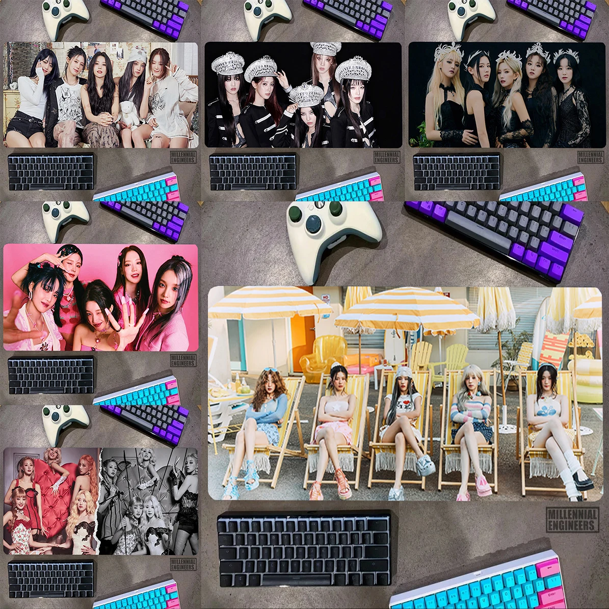 Kpop-alfombrilla de ratón I-DLE para juegos, alfombrilla de ratón prémium para teclado grande, accesorios de oficina