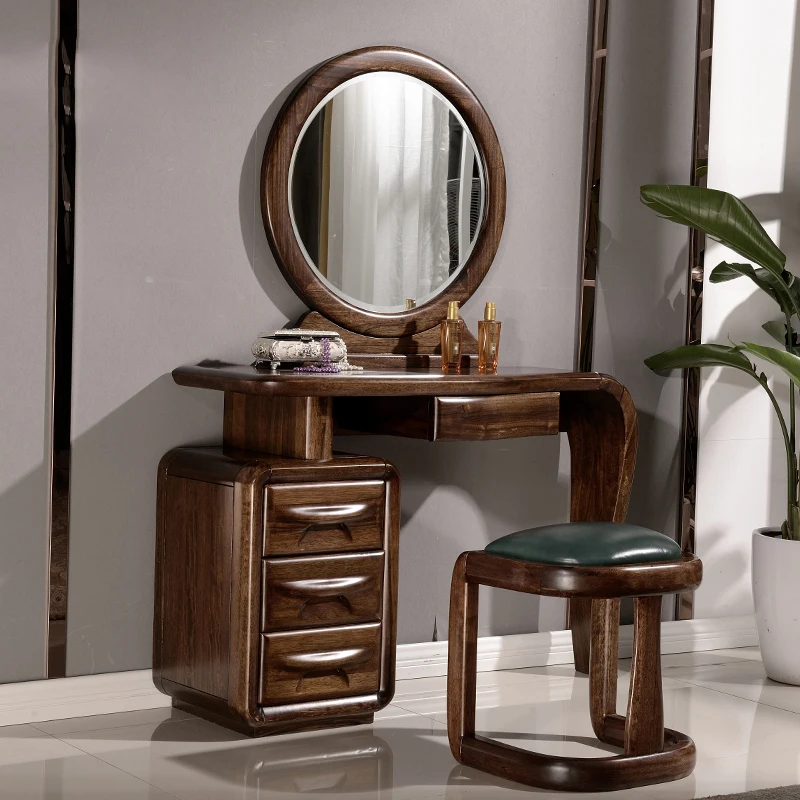 

Aesthetic Blaxk Dresser Minimal Desings Vintage Storage Mirror Dressing Table Makeup Wooden Comoda Pra Quarto Furniture Bedroom