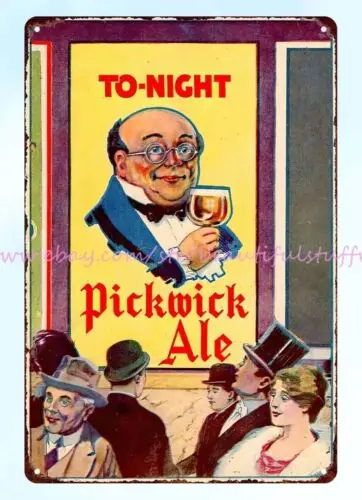 Pickwick Ale To-Night alcohol drink beverage metal tin sign kitchen plaques