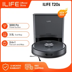 Ilife-robô aspirador t20s lds, 5000 pa, doca vazia automática, 60 dias de tempo, limpeza, varredura úmida e seca