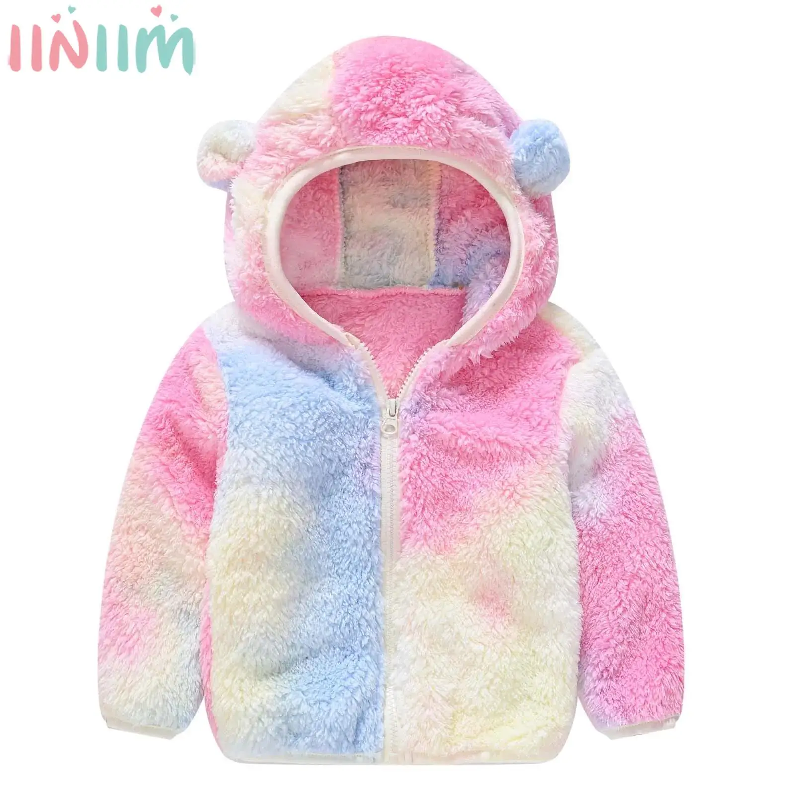 

Baby Hoodies Sweatshirt Long Sleeve Cute Ears Zipper Tie-dyed Hooded Jacket Coat Wimter Warm Outerwear School Daily Home Wear