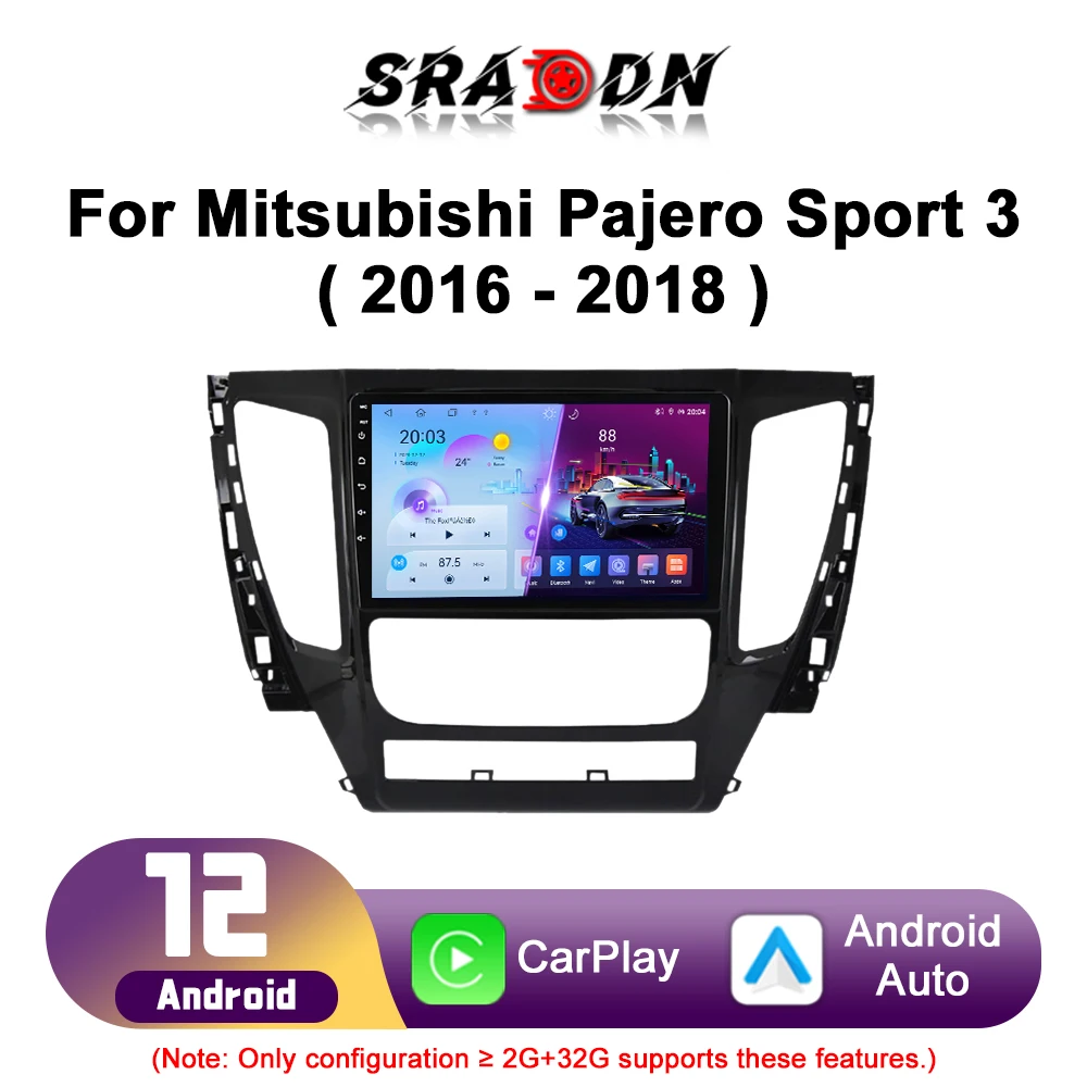 For Mitsubishi Pajero Sport 3 2016-2018 Android Car Radio Automotive Multimidia Player GPS Navigaion Carplay Screen Auto Stereo