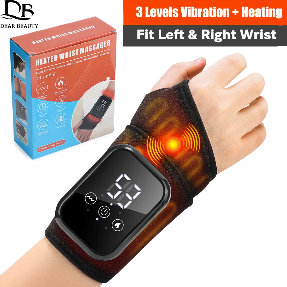 

Электрический браслет на запястье с подогревом, 3-уровневый вибрационный массажер для запястья, горячий компресс, защитный браслет для расслабления мышц, нагревательный браслет