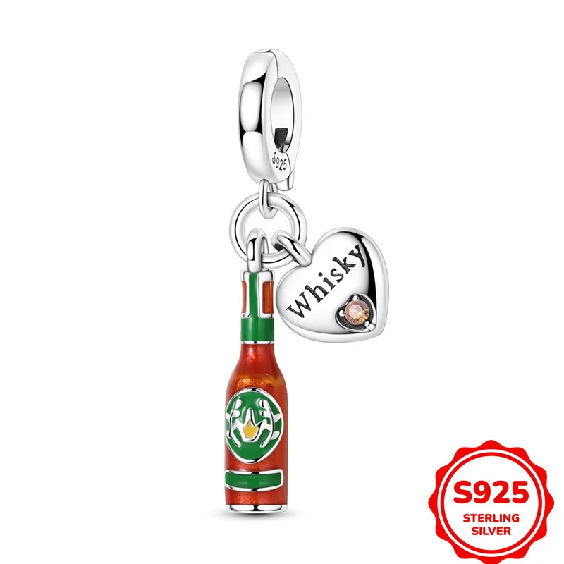 

Original 925 Sterling Silver Whisky Pendant Charms Beads Fit DIY Bracelet Necklace Engagement Birthday Jewelry Gift