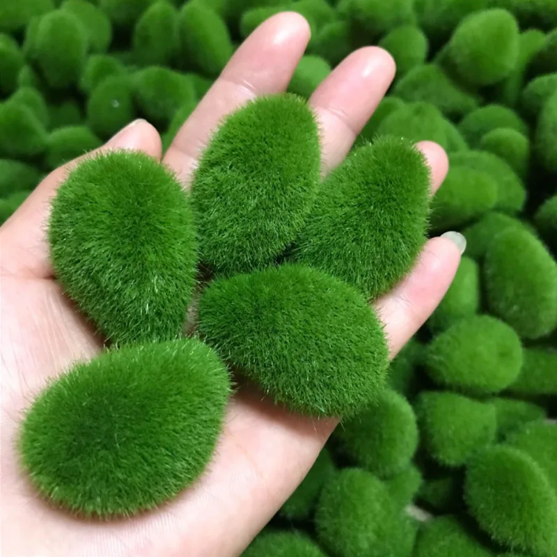 10PCS Artificial Green Moss Ball Fake Stone Simulation Plant Diy Decoration for Shop Window Hotel Home Office Plant Wall Decor