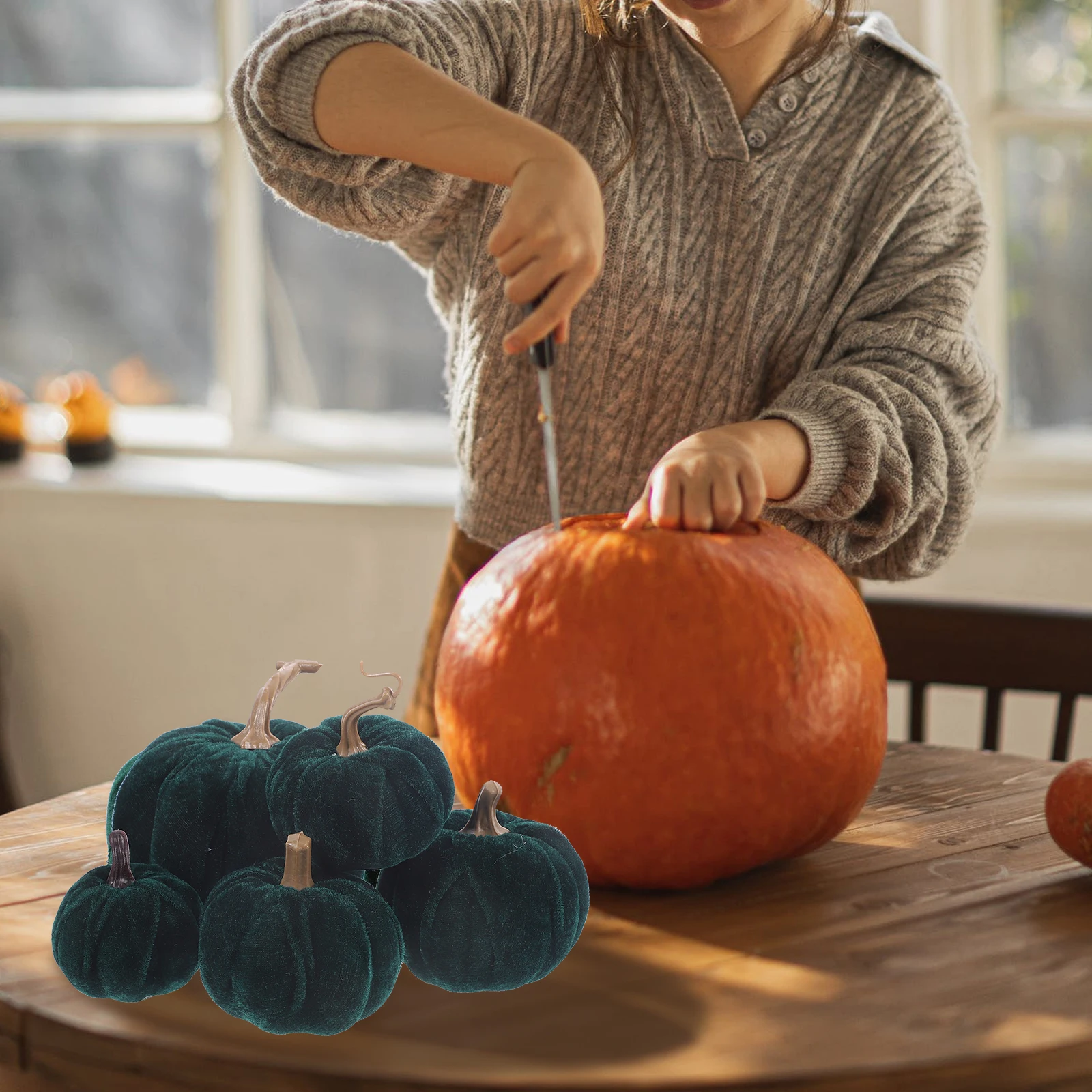 

5 Pcs Fake Pumpkin Decoration Harvest Party Simulation Small Halloween Home Photo Prop Non fading Foam Indoor Outdoor