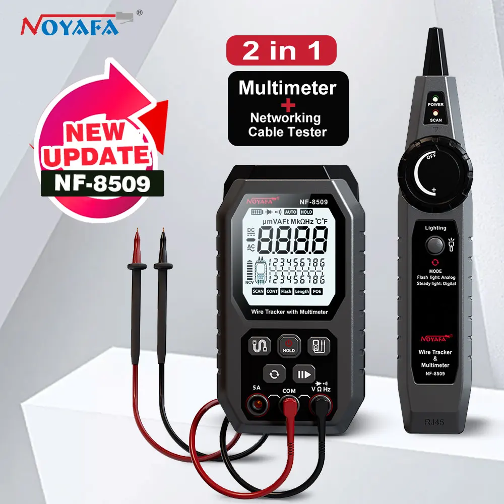 

NOYAFA NF-8509 two-in-one Multimeter Tester Network Line Cable Finder for POE Test NCV AC DC LCD Wire Tracke