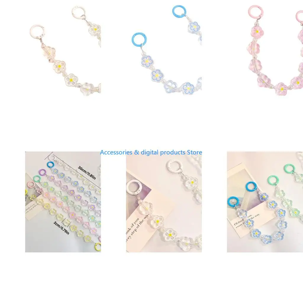 77JD Eye Catching Chain Handmade Beaded Cellphone Lanyard For Women Girls Telephone Strap Jewelry Drop-resistant
