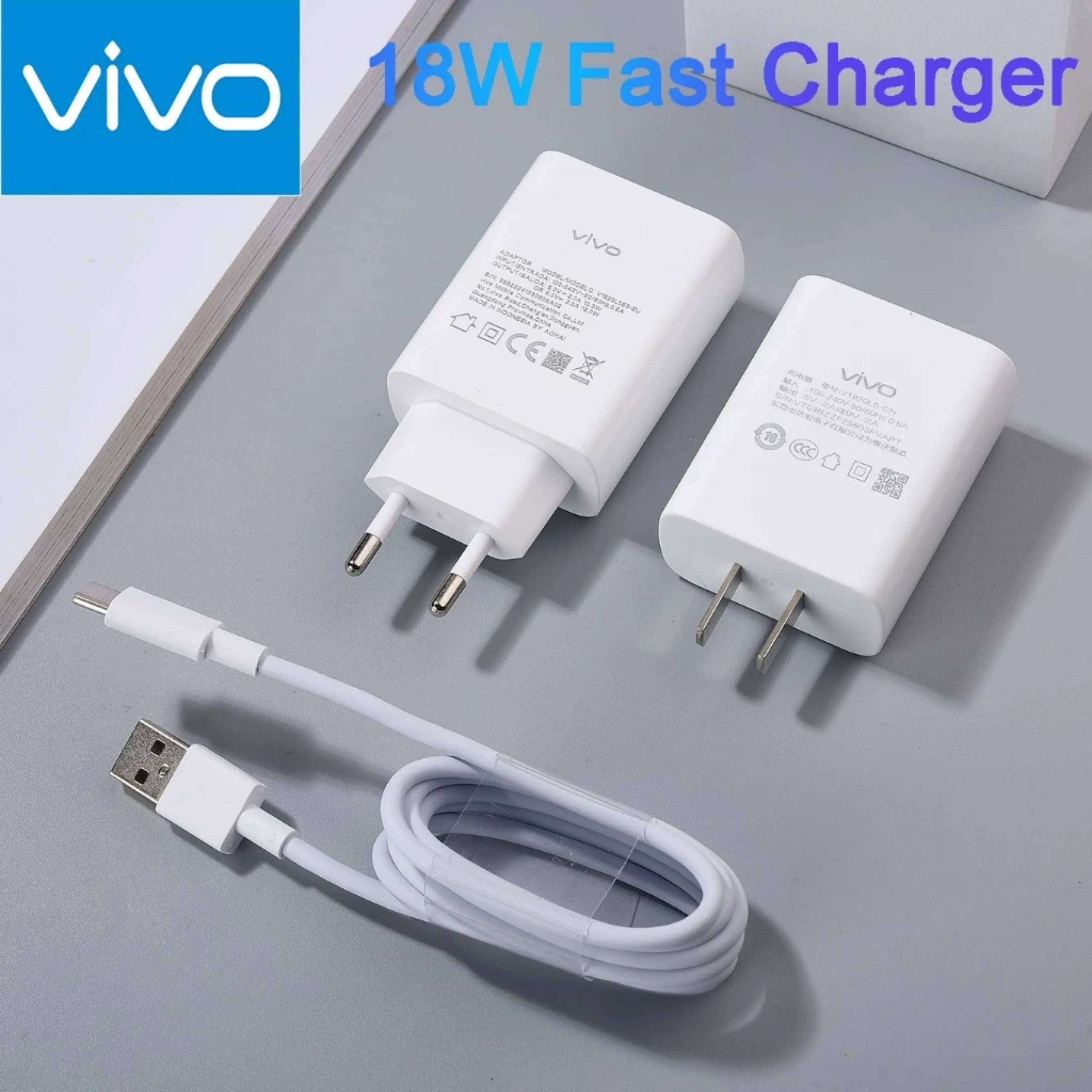 

Адаптер быстрого зарядного устройства VIVO 18 Вт 9 В/2 А для X21 X30 S1 S6 Y70S Y9S IQOO Z5X U3X 100 см 3A Быстрая зарядка типа C