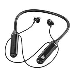 Neckband Headphones Wireless Bluetooth 5.3 Earphones LED Display Headset Sport Noise Cancel Earbuds with TF Card Mic