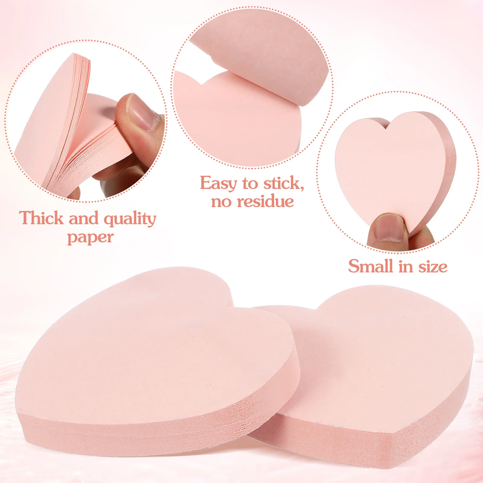 하트 메모 패드 휴대용 메모장 사무실 학교 가정용 자가 접착식 다기능 양면 매끄러운 필기
