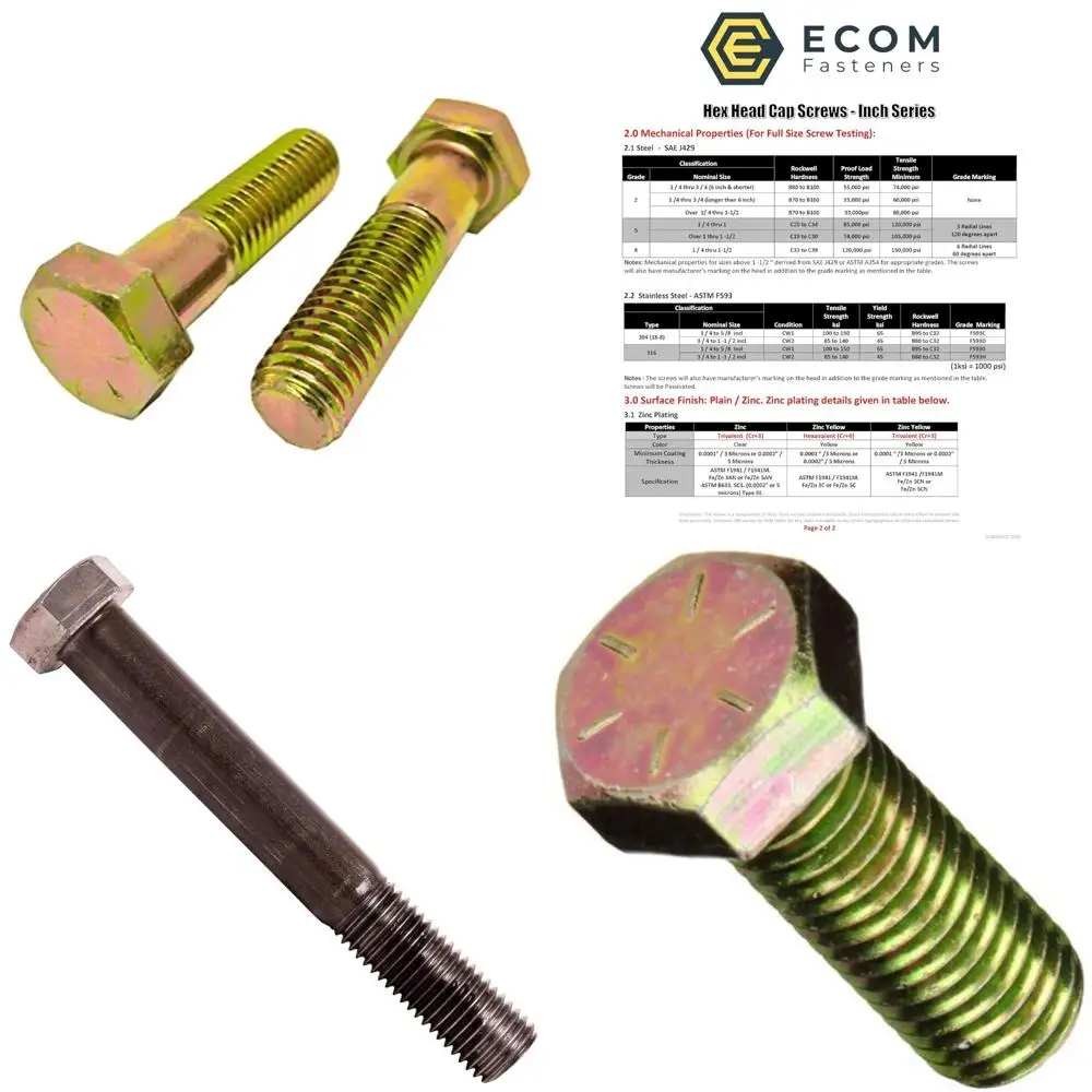 

Винты с шестигранной головкой из стали с цинковым желтым покрытием класса 8, 5/16-18 x 3 дюйма, грубая резьба, упаковка 100 шт., длина частичной резьбы