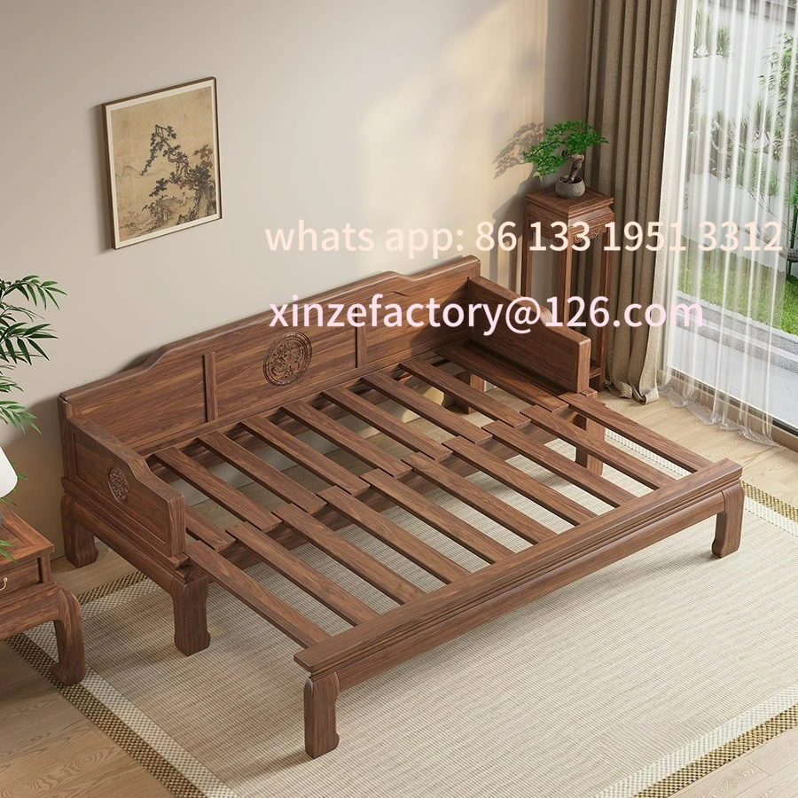 Lit Arhat personnalisable en noyer tout en bois massif, canapé-lit rétractable multifonction push-pull à double usage