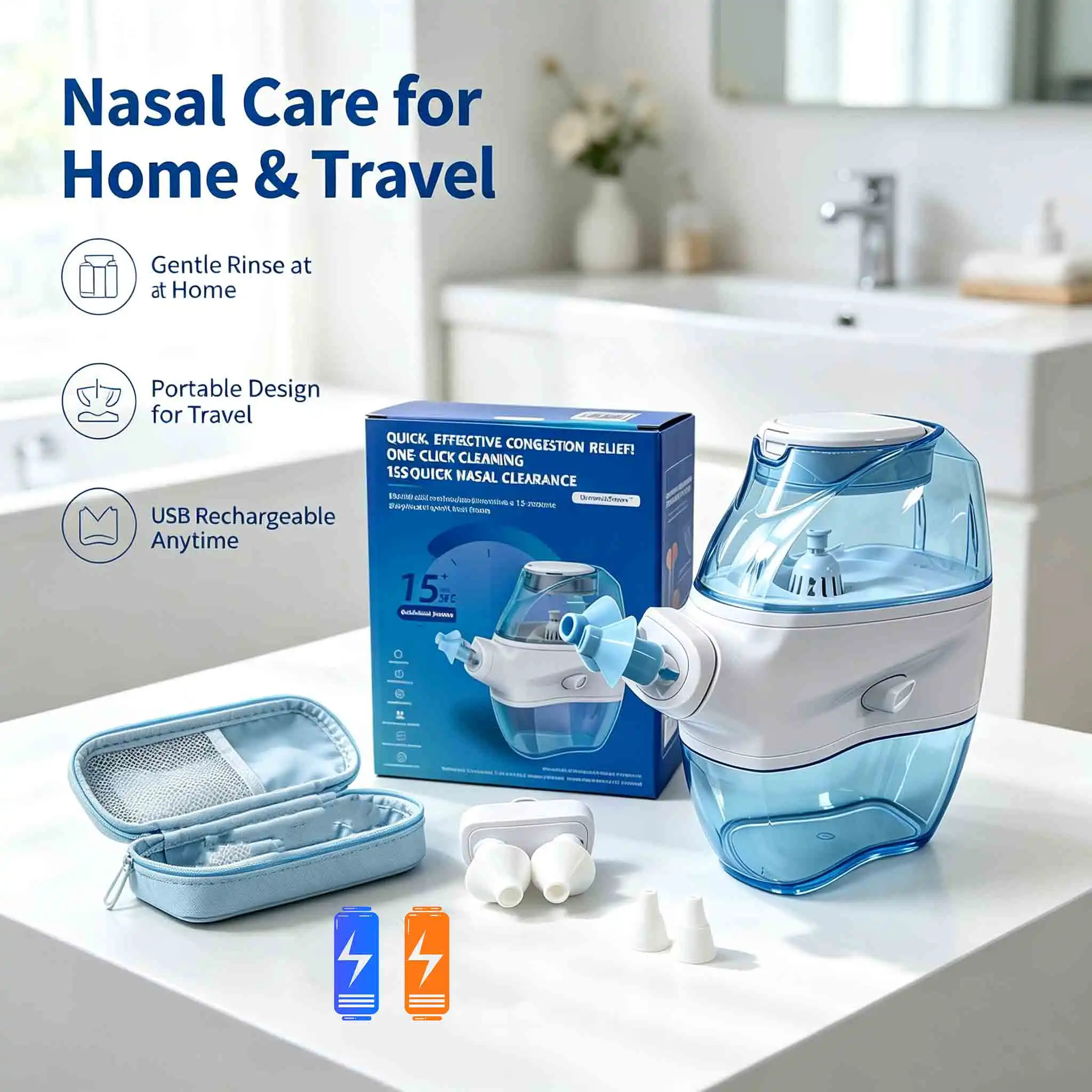 Electric nasal irrigator, COVID-specific nasal rinse solution, comes with 20 packs of COVID-specific salt. Specifically designed - view 3