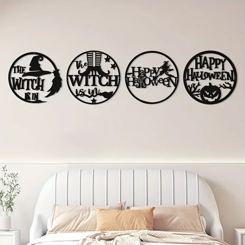 metal iron Metal Home Decor Halloween Witch Pumpkin Pattern Frameless Pendant Kids Room Kindergarten Livingroom Nursery Bedroom