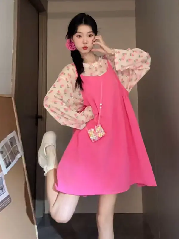 

Sweet Dopane Matching Set Korean Sle Unique Beautiful Sun Protection Strap Dr Top Bot Two Piece Spring Faion
