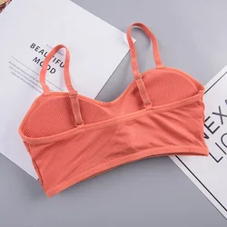 Lencería de algodón sin costuras 3D para mujer, Sujetador deportivo con Espalda descubierta, Top sin tirantes, Bralette Push Up, ropa interior