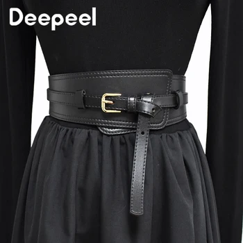 1Pc 83-98ซม.2ชั้น Cowskin เข็มขัดแฟชั่นผู้หญิงชุดราตรี Corset Cummerbunds สไตล์โกธิคหรูหราผู้หญิงมีดีไซน์แถบรัดเอว