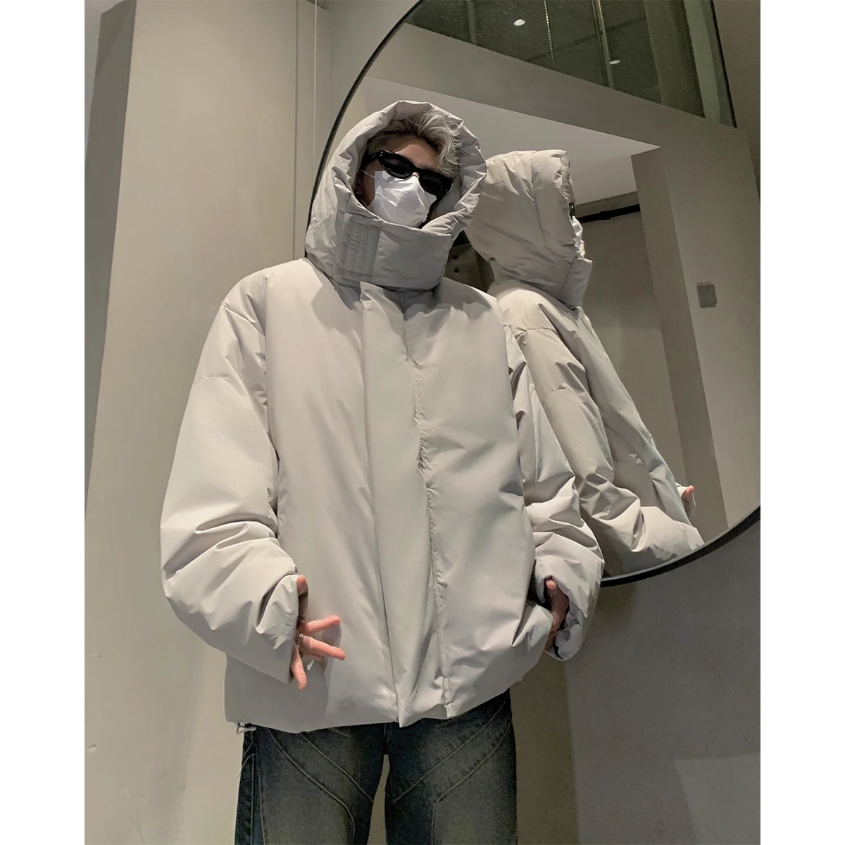 High Quality Cotton Padded Snow Coat Men Oversize Male Winter Parkas Loose Comfortable Solid Color Hooded Clothing