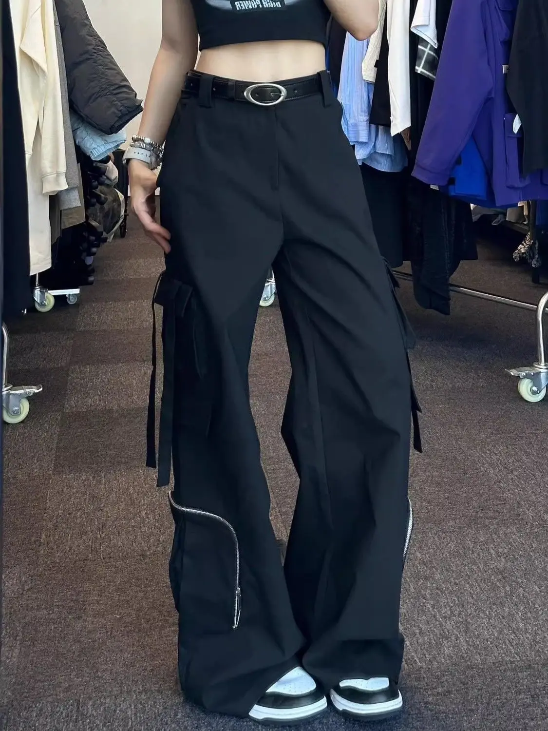 Pantalon de travail américain pour femmes, Design Hip Hop, Unique, ample, amincissant, polyvalent, jambes larges, printemps automne