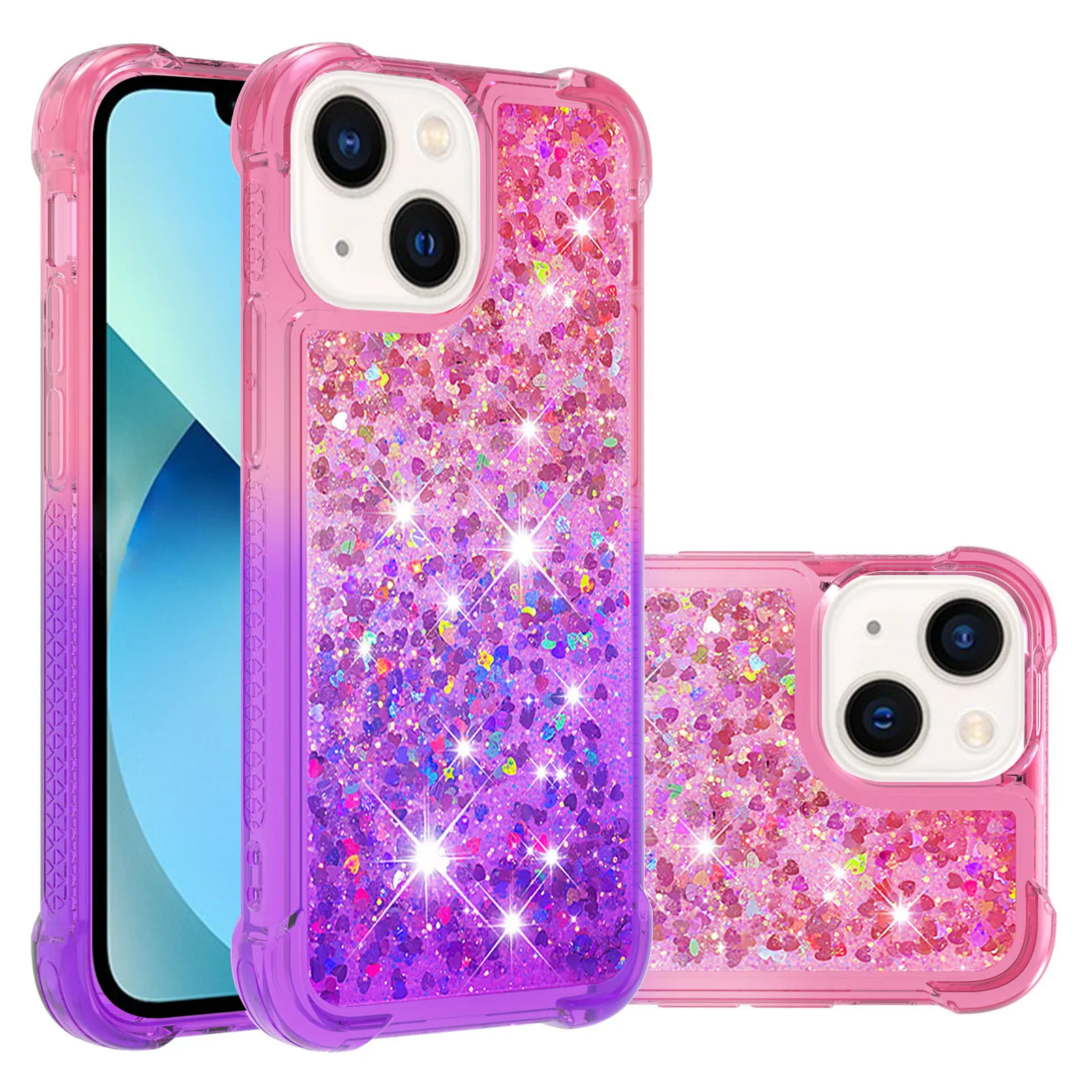 10pcs Gradient Quicksand Glitter Phone Cover Case For Iphone 16 15 14 13 12 11 8 7 X Xr Xs Pro Max