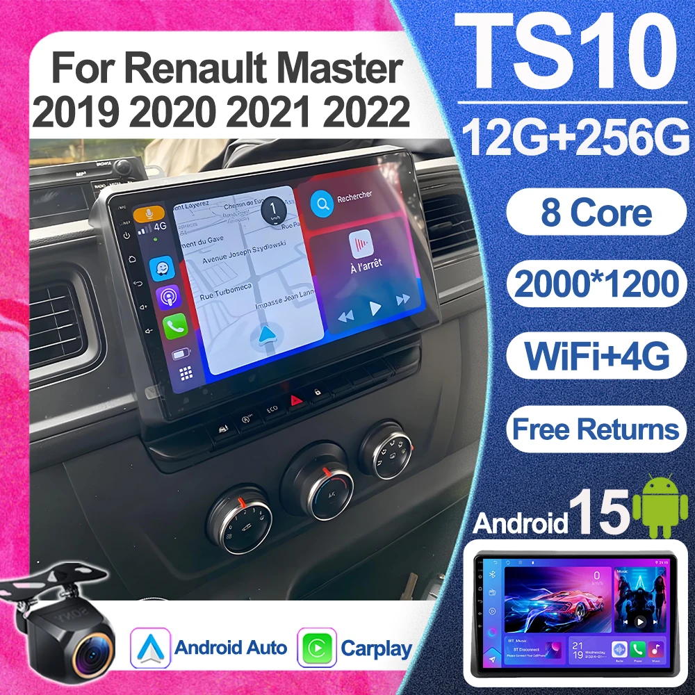 Car Radio Android 16 For Renault Master 2019 2020 2021 2022 Carplay Auto Navigation Dvd Video Player 2 Din Stereo 360 Camera DSP