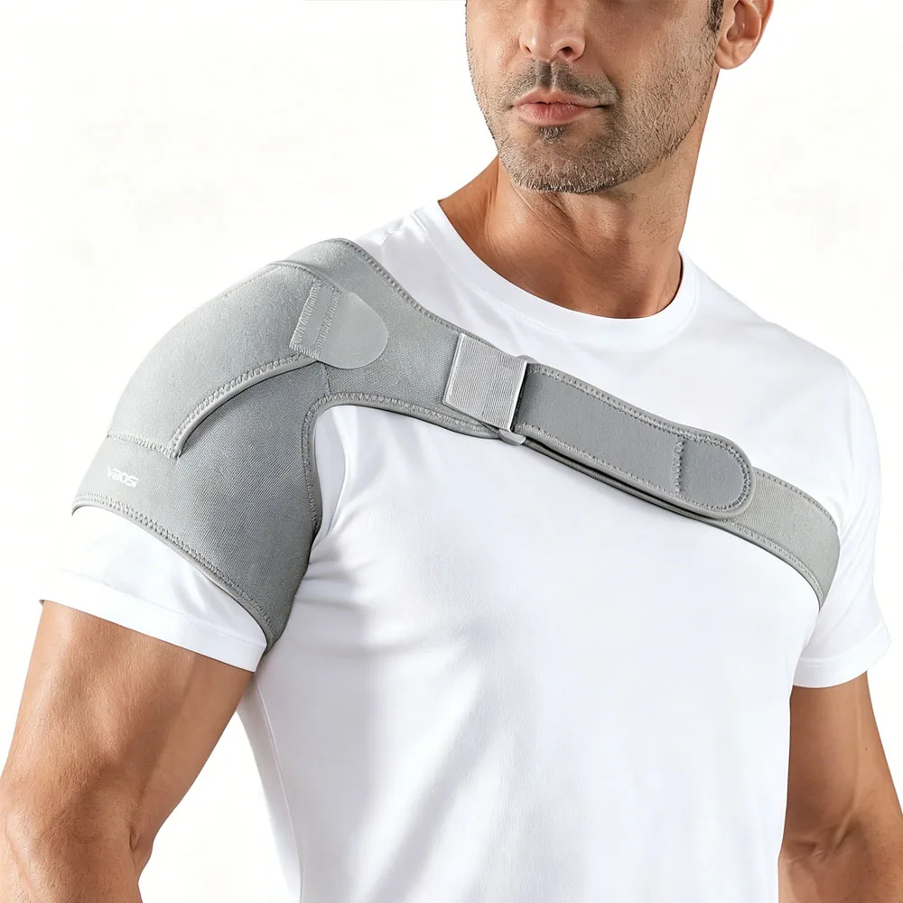 1 Piece Adjustable Shoulder Support Brace Breathable Ventilation Holes with Hook & Loop Straps for Rotator Cuff