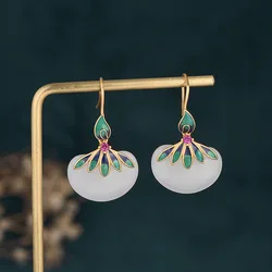 Fashion Traditional Cute Imitation Jade Drop Earrings for Women Luxury Elegant Enamel Dangle Wedding Women's Earrings Statement