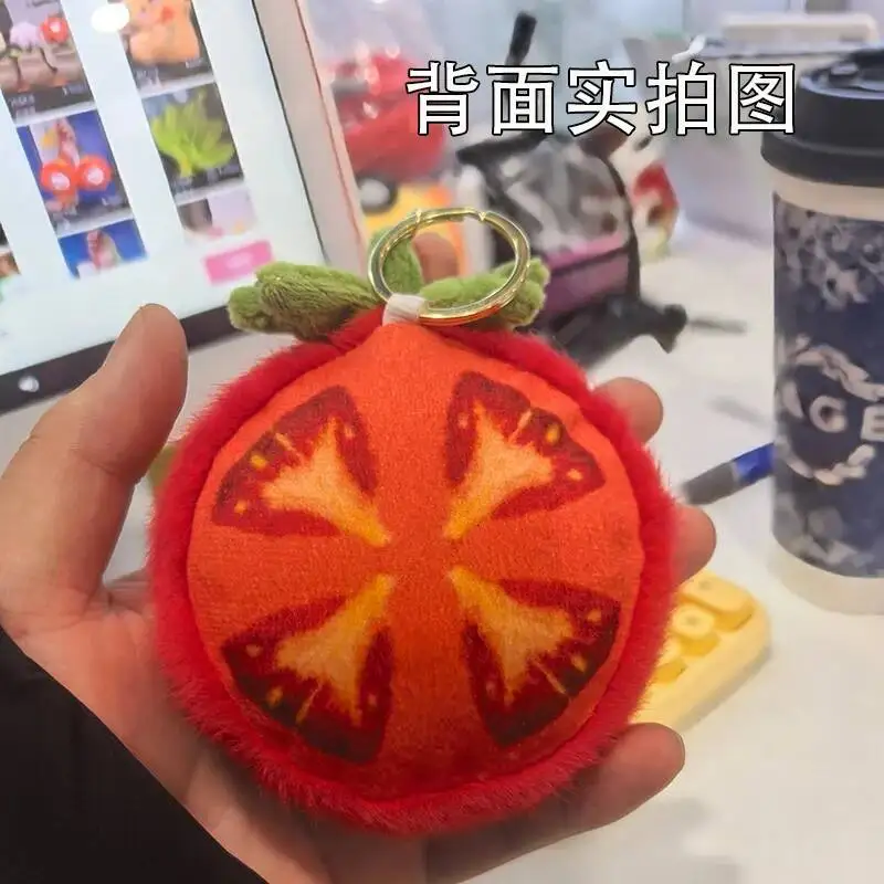 Pingente de Pelúcia de Tomate de Desenho Animado Kawaii de 10CM, Boneca Artesanal de Fruta Tomate Adorável para Crianças, Presente