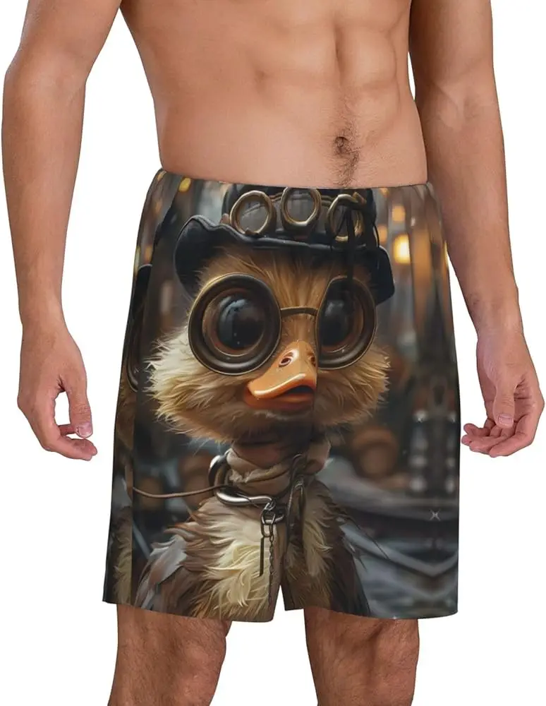 mens pajama pants - Cartoon Scottish Duck Comfy Sleep Shorts Mens Pajama shorts, mens lounge shorts pj pants