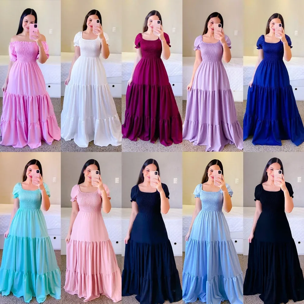 2024 New Cross-border Spring Summer European American Women's Clothing Off-shoulder Fragrant Long Dress Colorful Women's Skirt