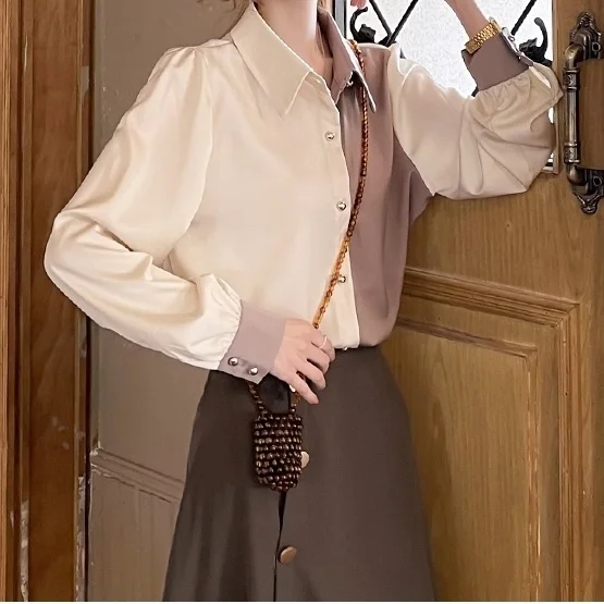 

Long Sleeve Shirts Womens Cotton Oversized Relaxed Fit Minimalist Feminine Youthful Preppy Elegant Spring Travel Outfit