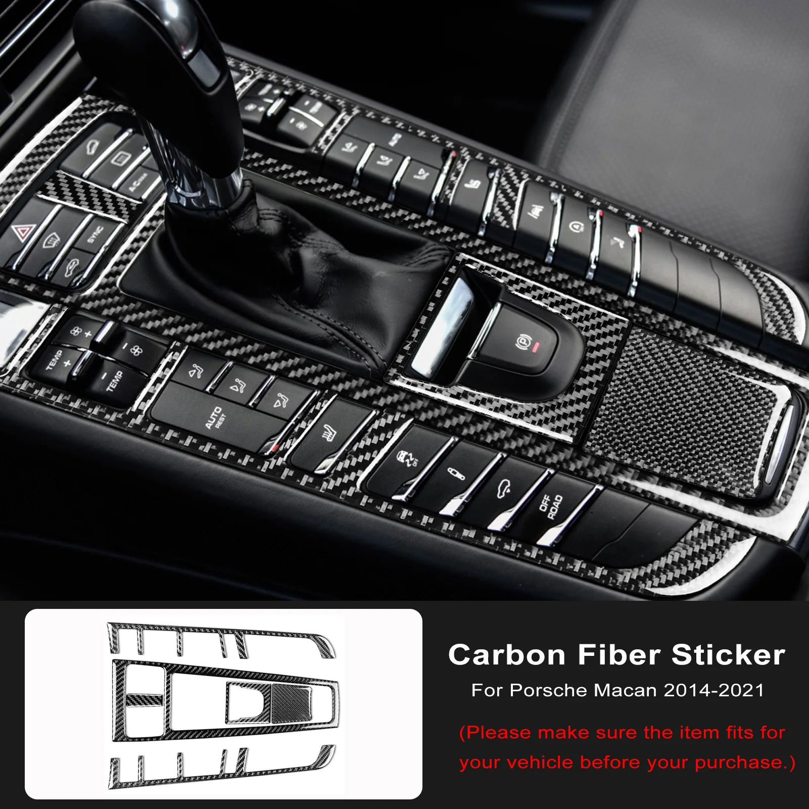 

Carbon Fiber Car Central Gear Shift Panel Trim Cover For Porsche Macan Accessories 2014-2021 Car Interior Decoration Sticker