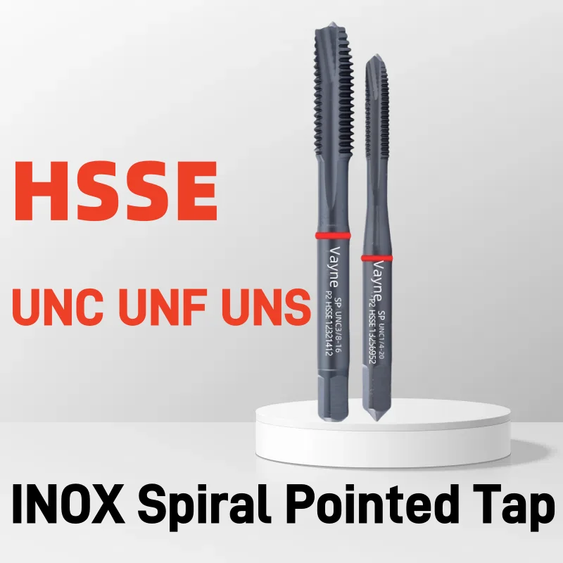 1pcs HSSE JIS INOX American Fine Spiral Pointed Tap UNC UNF UNS UNEF 1-64 4-48 2-56 12-32 3/16 5/16 3/8 Machine With Red Ring