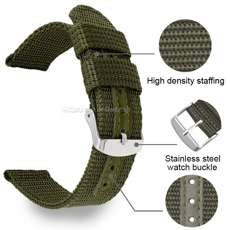 Nylon Strap 18mm 20mm 22mm 24mm Canvas Watchband Soft Military Sport Breathable Bracelet Universal for Seiko for Rolex Wristband