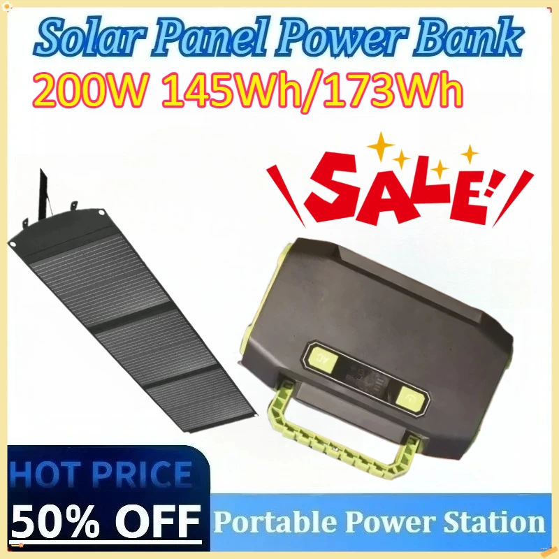 

New 220V/110V Solar Generator Outdoor Emergency Mobile Power Bank 200W 145Wh/173Wh Portable Power Station For Camping Power LED