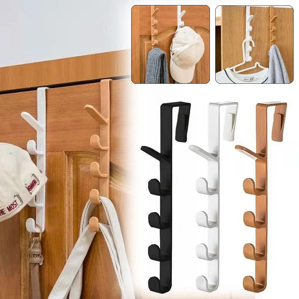 

Durable Traceless Door Hanger Hooks Wall-mounted 5 Hooks Door Hooks Hanging Rack for Clothes Bag Caps Purse