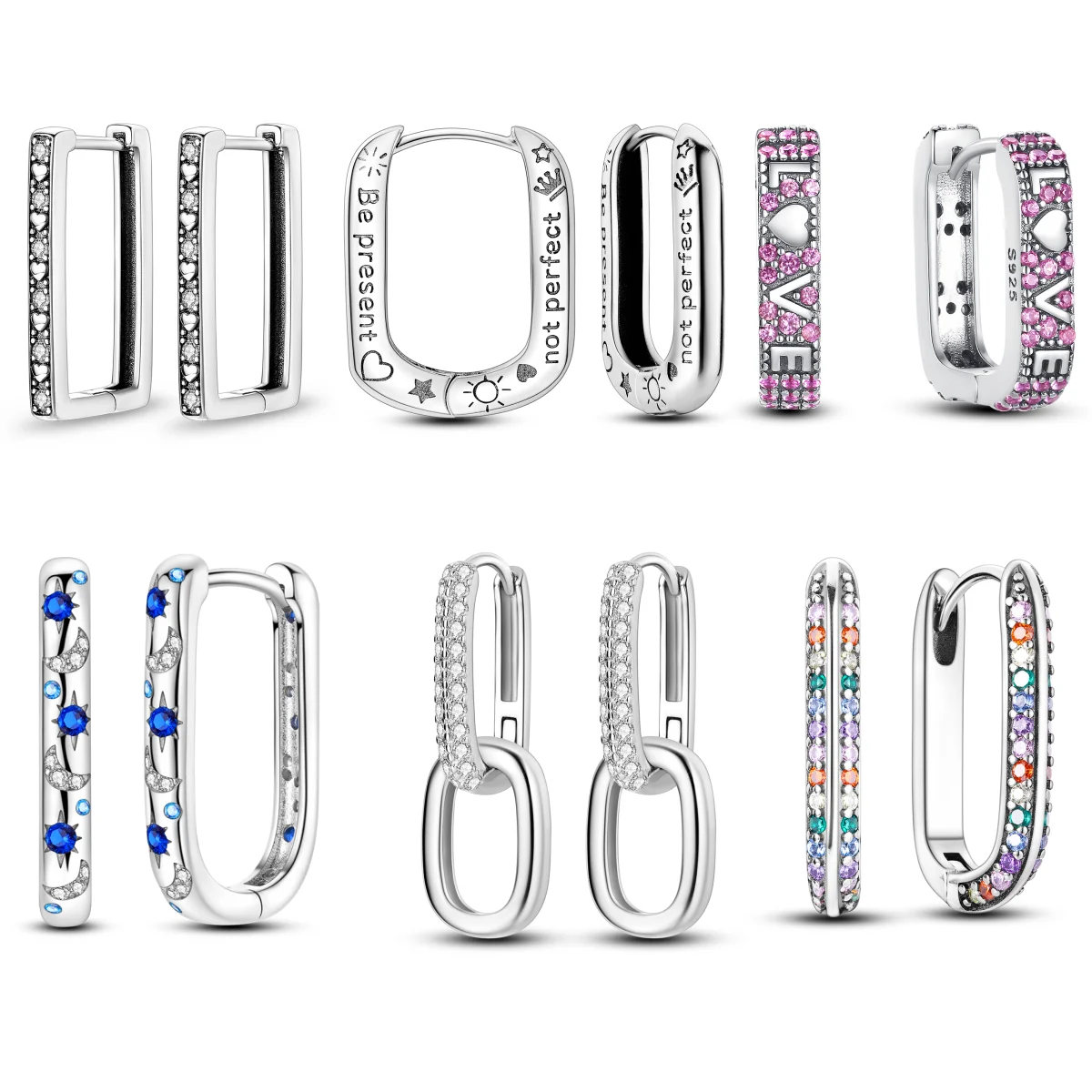 

MISEFF S925 Sterling Silver Earring Creative Versatile U-shaped Zircon Earrings For Women Birthday Gift Silver Jewelry