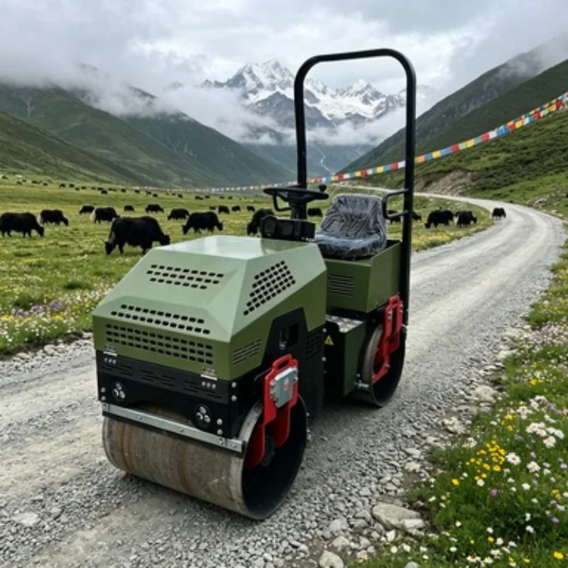 Small Footprint 3 Ton Baby Hand Push Vibratory Roller Walk Behind Mini Double Drum Compactor for Small Soil Jobs