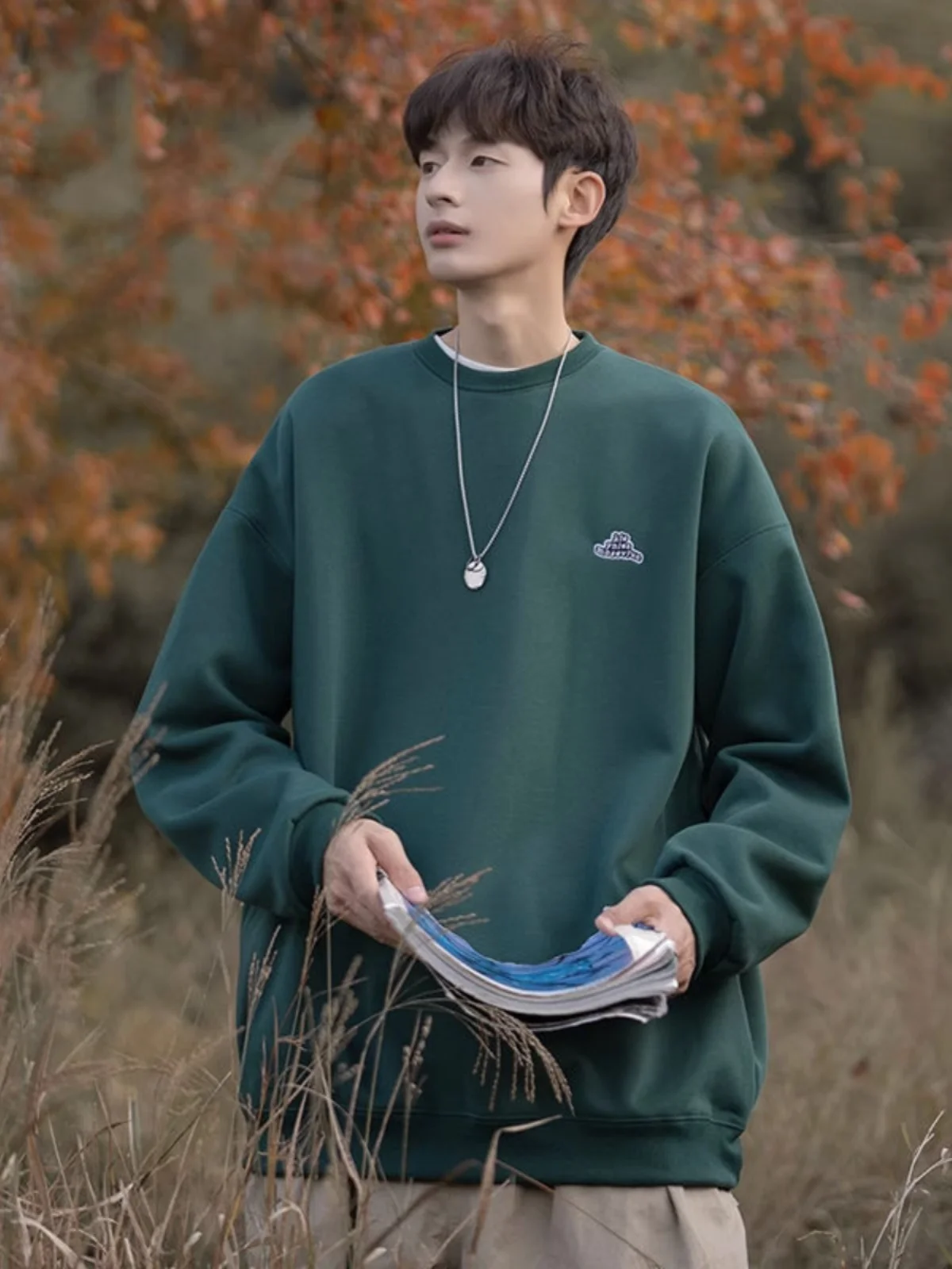 

Oversize Men's round Neck Sweatshirt Casual Loose Outerwear Spring Autumn 2024 New Style Ultra Large Size 300 Pounds