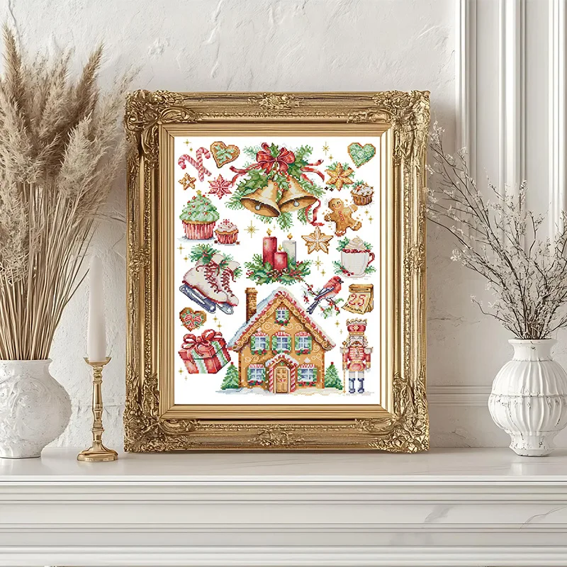 

Soulgift Комплект для вышивки крестом высокой четкости с предварительной печатью, ткань Aida 9CT/11CT/16CT с нитками DMC - Рождественский подарок