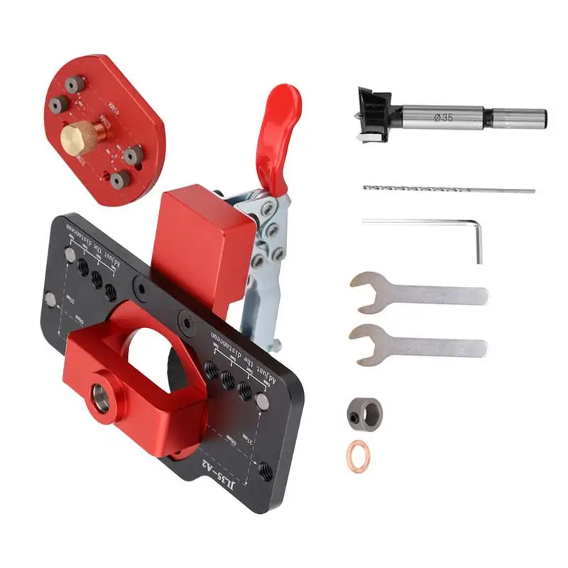 

35mm Concealed Hinge Jig Kit Woodworking Hole Drilling Guide Locator Aluminum Alloy Hole Opener Tools Puncher Template