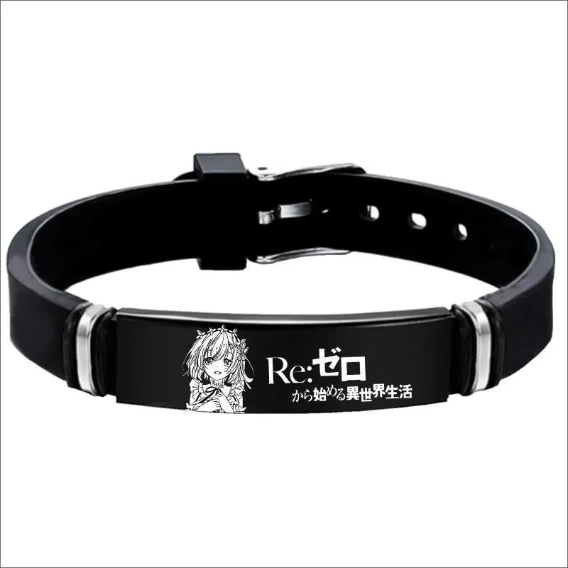 Re:Life In a Different World From Zero Bracelet Stainless Steel Laser Cartoon Character Logo Fashion Jewelry Bracelet