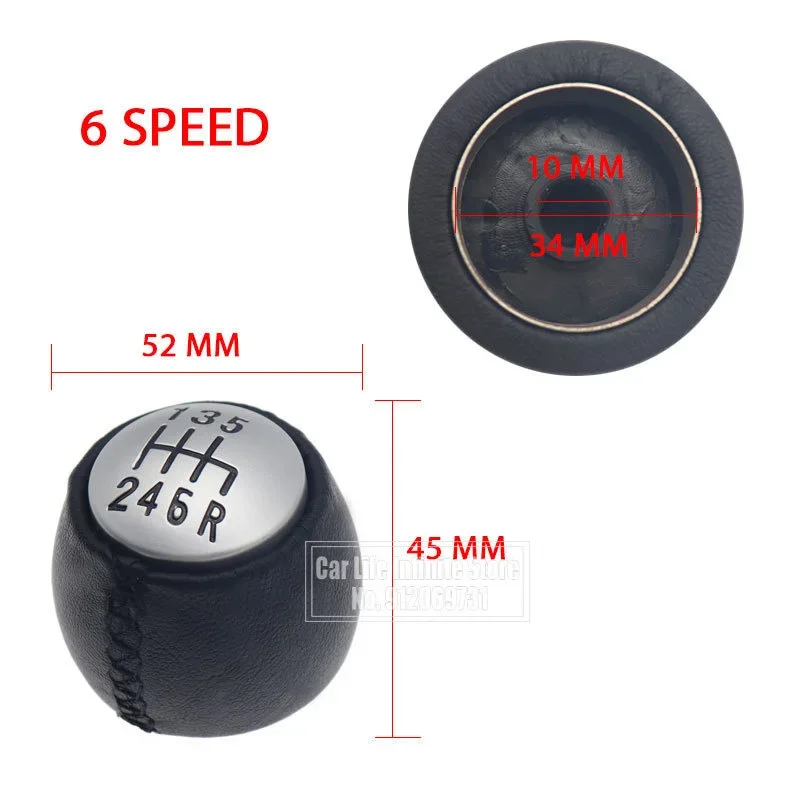 6 Speed PU Leather Car Auto Manual Gear Shift Knob Lever Shifter Handball Round 55347088 For Alfa Romeo GT 147 166 3.2 V6