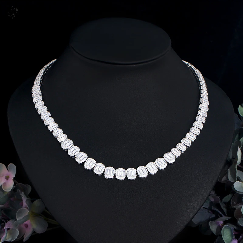 

Fashion Accessories All-match White Zircon Single Circle Rock Sugar Necklace Full of Diamonds Super Flash Banquet Dinner Jewelry