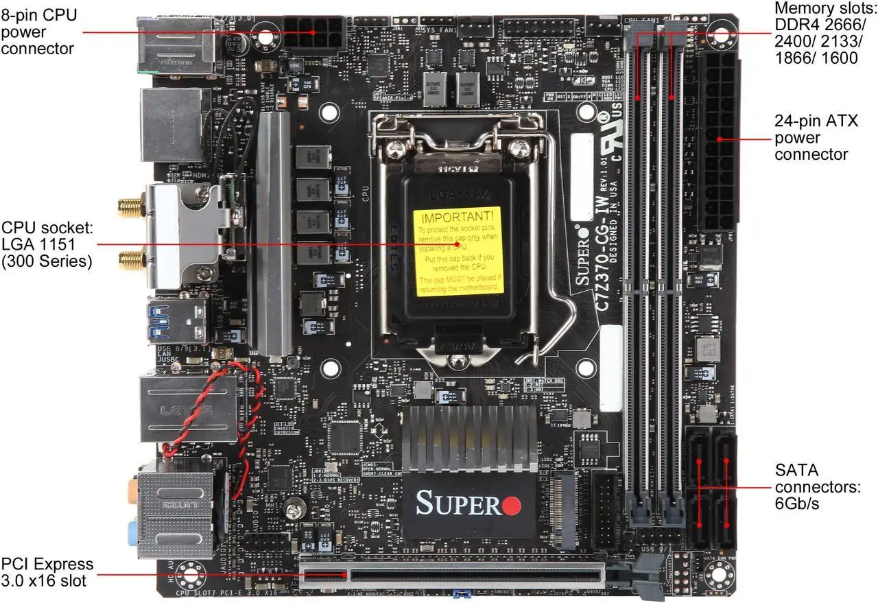 SUPERMICRO MBD-C7Z370-CG-IW-O Intel Z370 Mini ITX Motherboard LGA